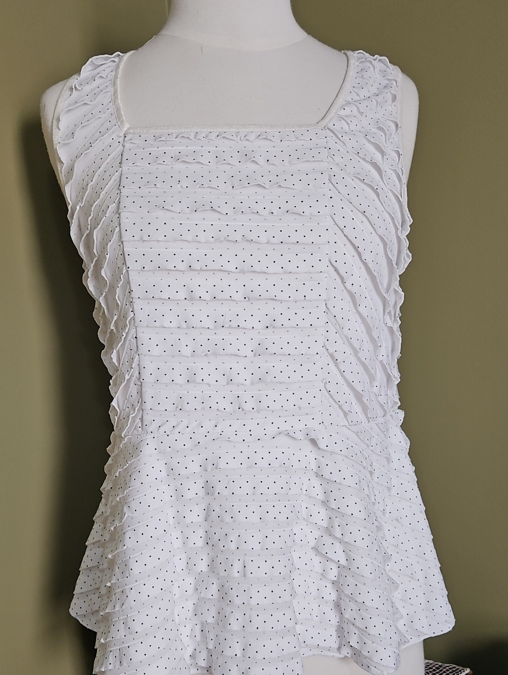 Ami White Eyelet Ruffled Tank Top